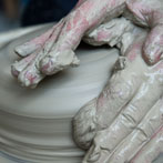 Penny Withers at work in her studio at Yorkshire Art Space’ Persistence Works in Sheffield 2017